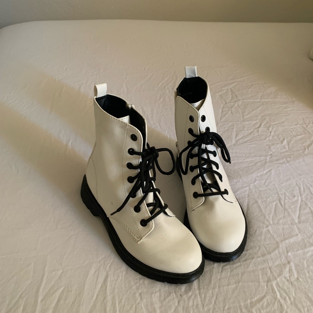 White Combat Boots